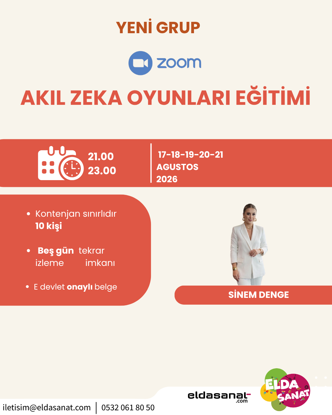 AKIL ZEKA OYUNLARI EĞİTİMİ YENİ GRUP AGUSTOS 2026