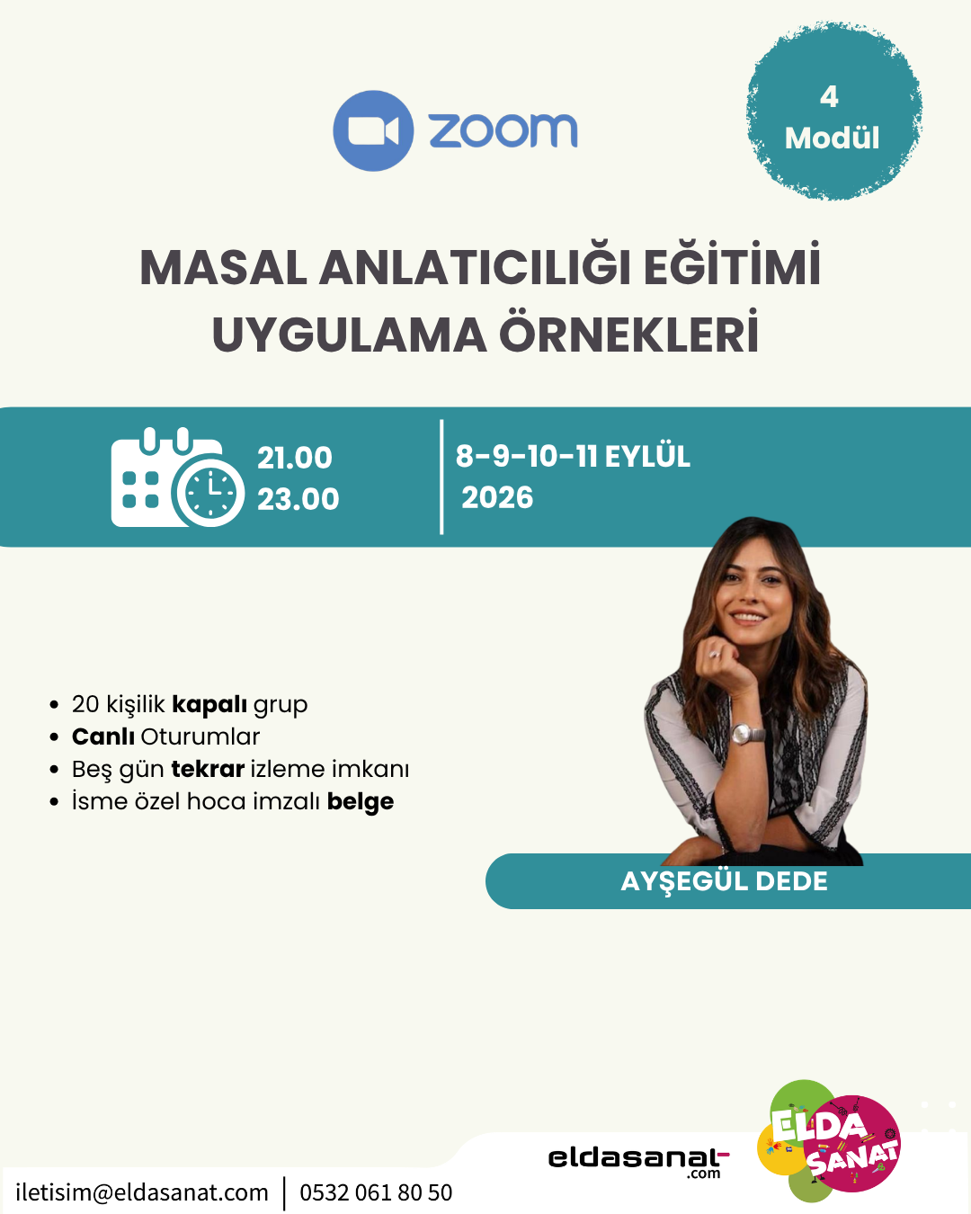 MASAL ANLATICILIĞI 4 MODÜL UYGULAYICI EĞİTİMİ ONLİNE EYLÜL 2026